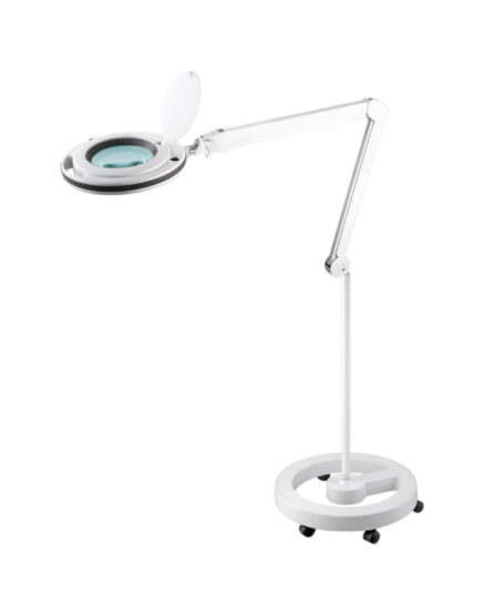 Lampe Loupe LED sur pied lesté à roulettes