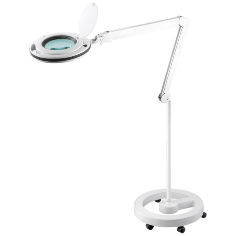 Lampe Loupe LED sur pied lesté à roulettes