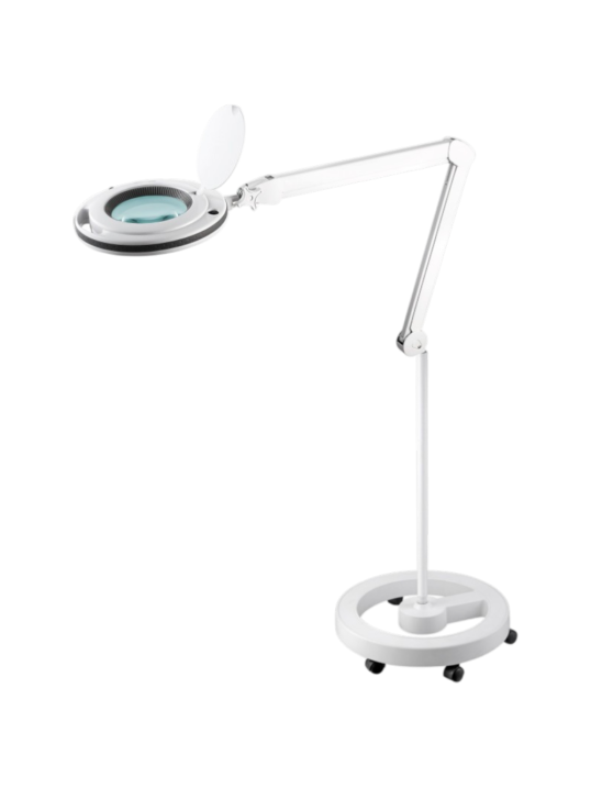 Lampe Loupe LED sur pied lesté à roulettes